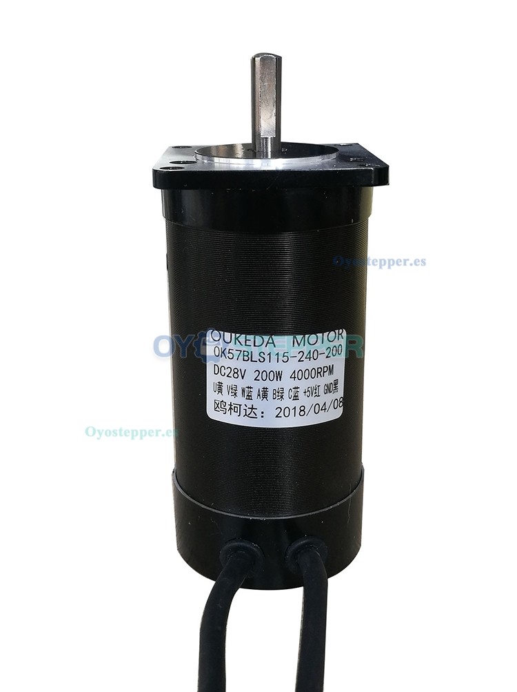 Oukeda Motor BLDC Trifásico Motor de CC sin Escobillas 24 V 200 W 4000 RPM 47 N·cm Φ57 mm